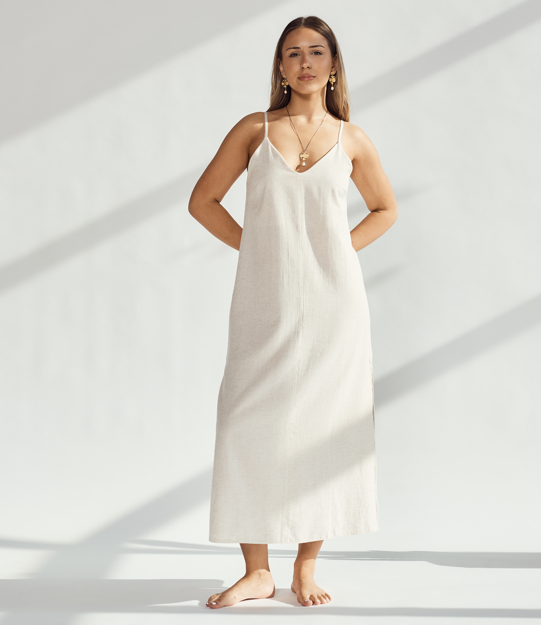 Linen Dress with Straps