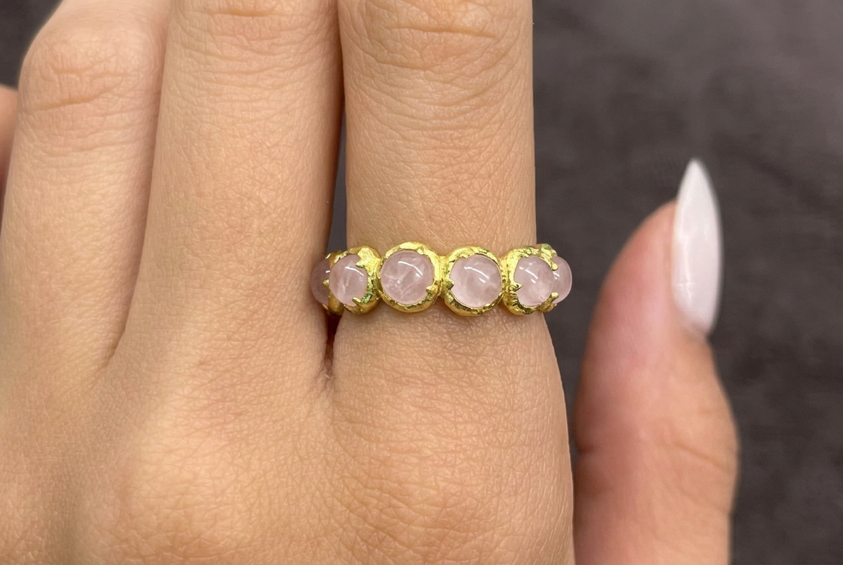 Aegean Five Stone Ring in rose quartz