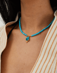 Turquoise Stone and Beaded Necklace