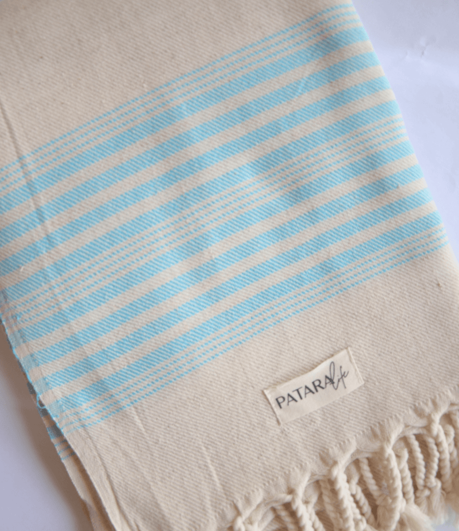 "Kas" Linen/Cotton peshtemal light blue stripe