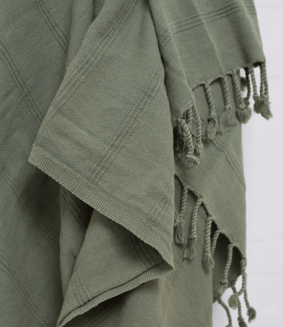 Stonewash Turkish Towel in Olive Green