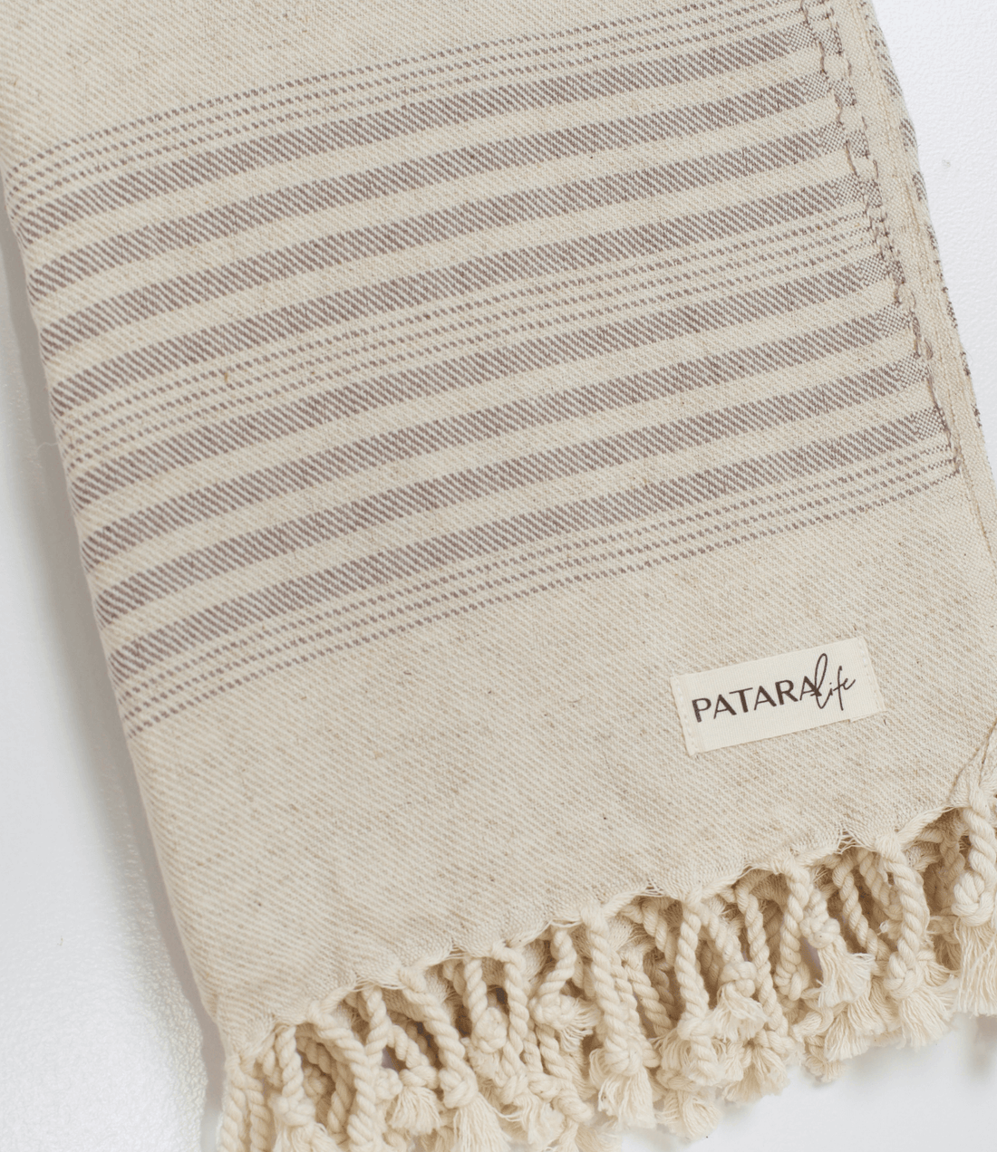 "Kas" Linen/Cotton peshtemal in light brown stripe