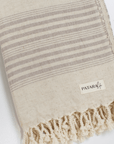 "Kas" Linen/Cotton peshtemal in light brown stripe