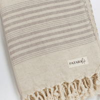 "Kas" Linen/Cotton peshtemal in light brown stripe