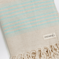 "Kas" Linen/Cotton peshtemal in Turquoise stripe