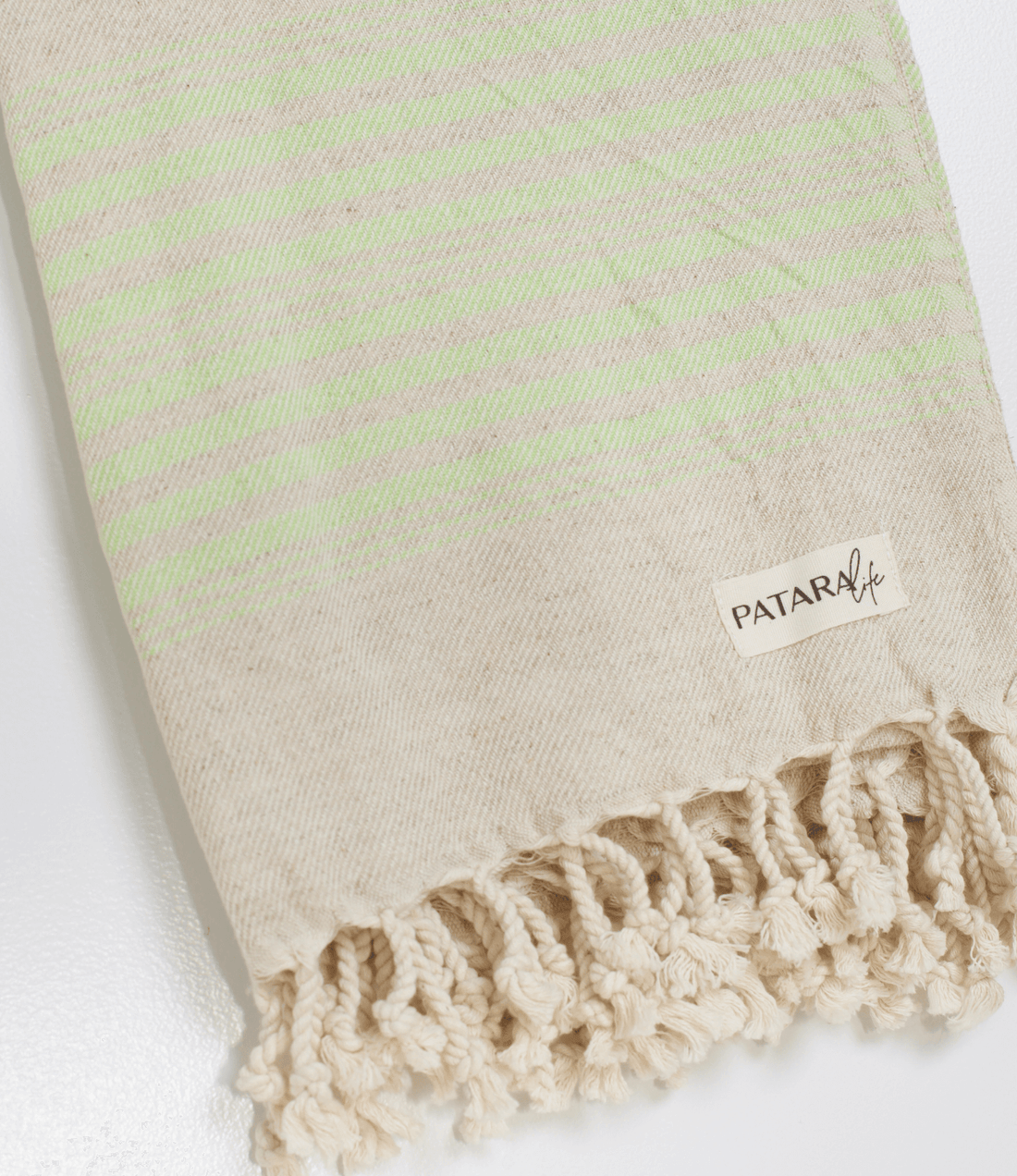 "Kas" Linen/Cotton peshtemal in light green stripe