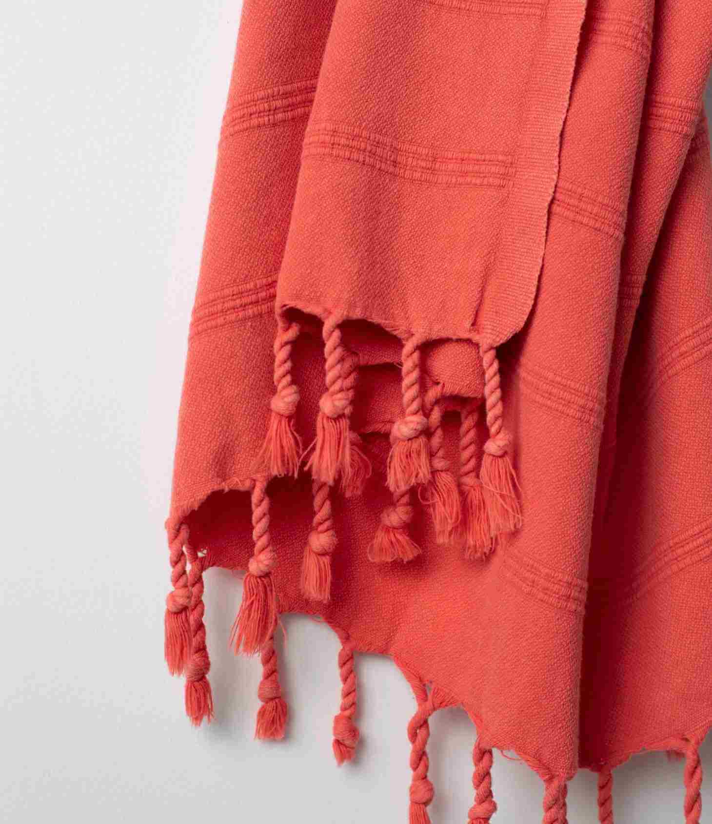 Stonewash Turkish Towel in Coral red