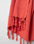 Stonewash Turkish Towel in Coral red