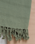 Stonewash Turkish Towel in Olive Green and Beige